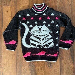 Vintage Hot Cashews Youth Sweater 7/8, cat and mouse sweater